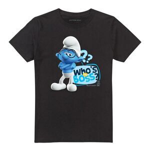 The Smurfs Unisex Adult Who�'s The Boss? Brainy Smurf T-Shirt / Black